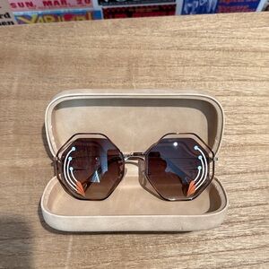 Hexagonal Brown Sunglasses